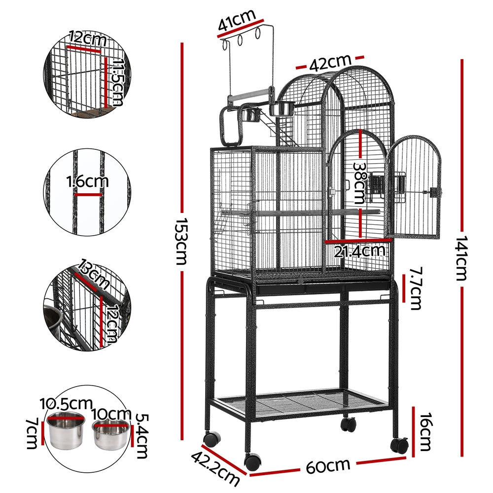 Baby Beaks Feathered Funhouse 🦜💕 | i.Pet 153cm Bird Cage with Play Ladder, Toy Hanger & Rolling Stand