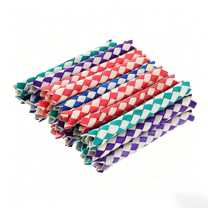π©· Rainbow Woven Paper Bird Toy β Purple & White π¦π (10pc)