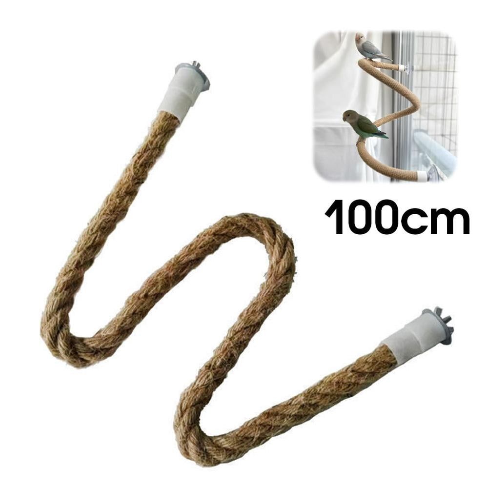 Natural Rope Bird Climbing Toy with Iron Wire for Parakeets, Cockatiels, Macaws, Brown, Multiple Sizes