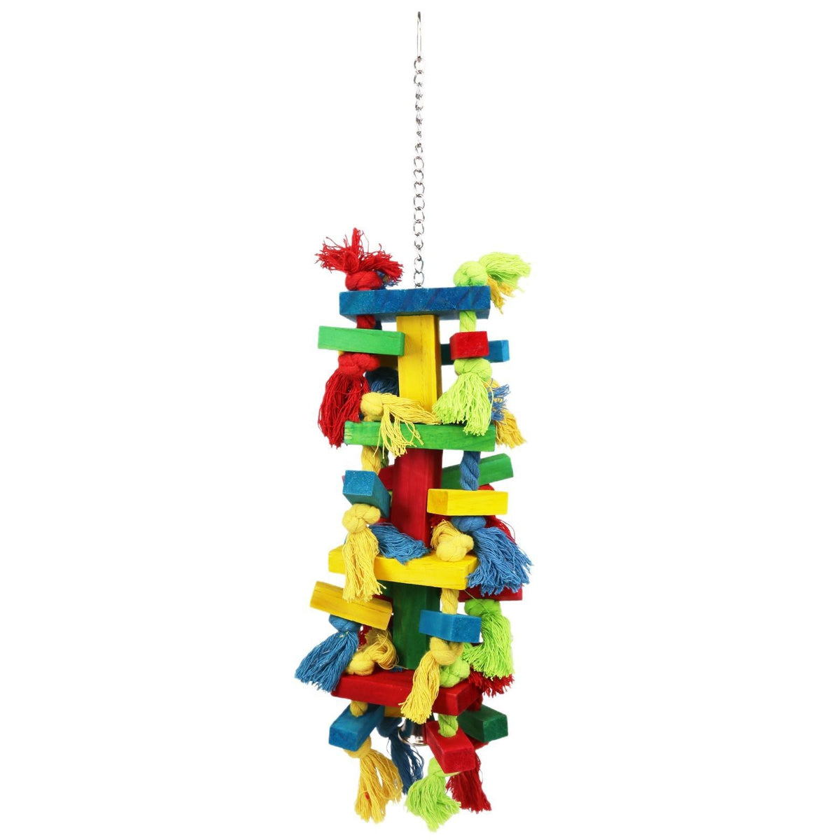 Bird Block Knots Tearing Toy- Multicolored Natural Wooden Parrot Chewing Toy Suggested for Macaws cokatoos, Grey and a Variety of Parrots