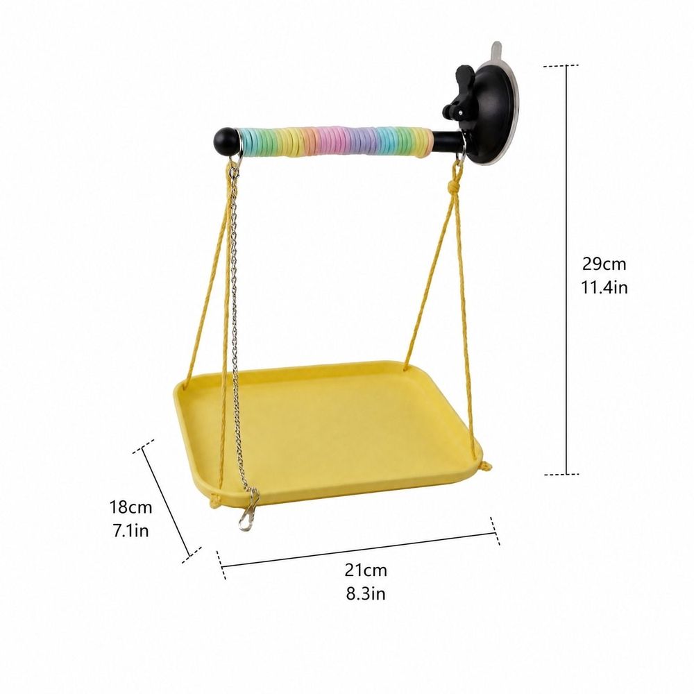 Birdie Window Perch with Poop Catcher โ Suction Cup Play Stand ๐ฃ๐