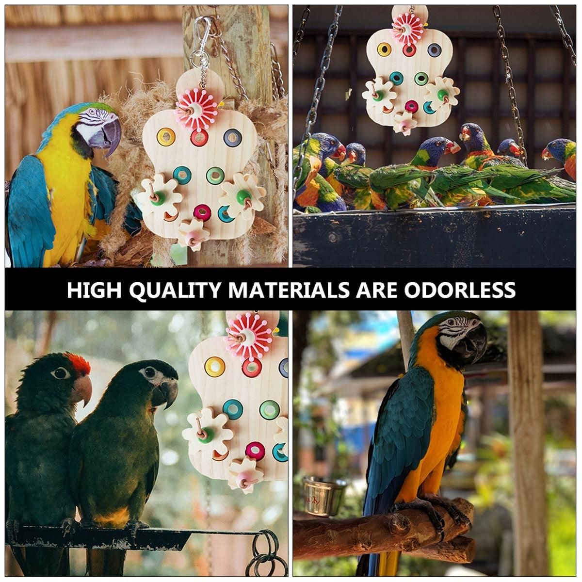 Colourful Wooden Parrot Chew Toy β Interactive Hanging Bird Enrichment Puzzle π¦π