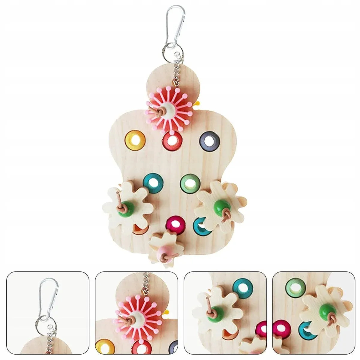 Colourful Wooden Parrot Chew Toy β Interactive Hanging Bird Enrichment Puzzle π¦π