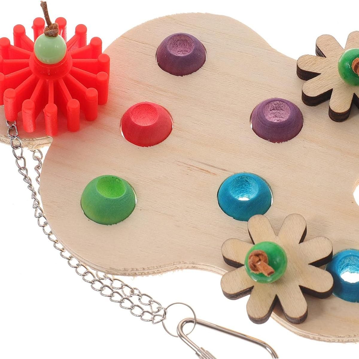 Colourful Wooden Parrot Chew Toy β Interactive Hanging Bird Enrichment Puzzle π¦π