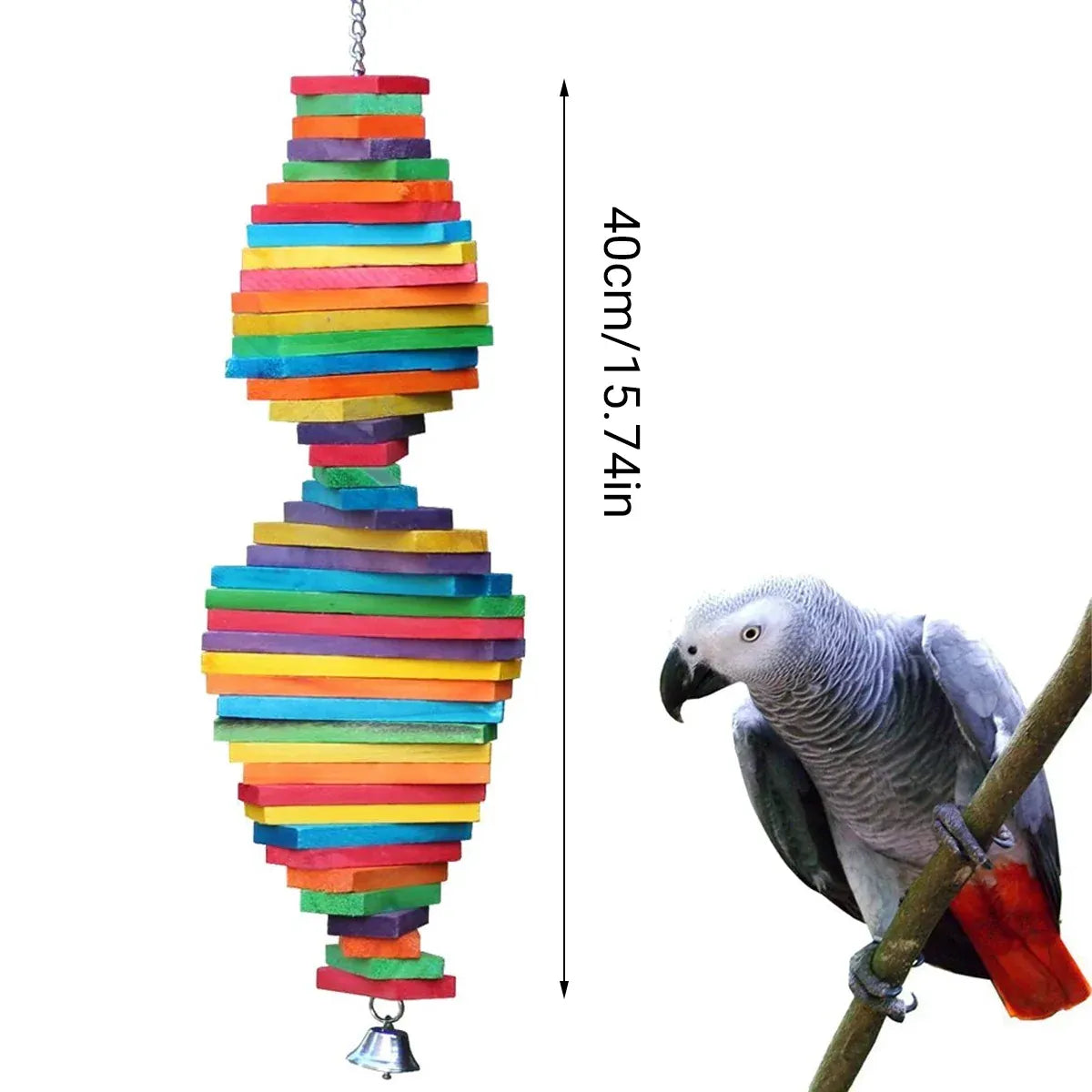 Baby Beaks Rainbow Chew Tower ๐๐ฃ | Multi-Layer Wooden Parrot Shredding Toy