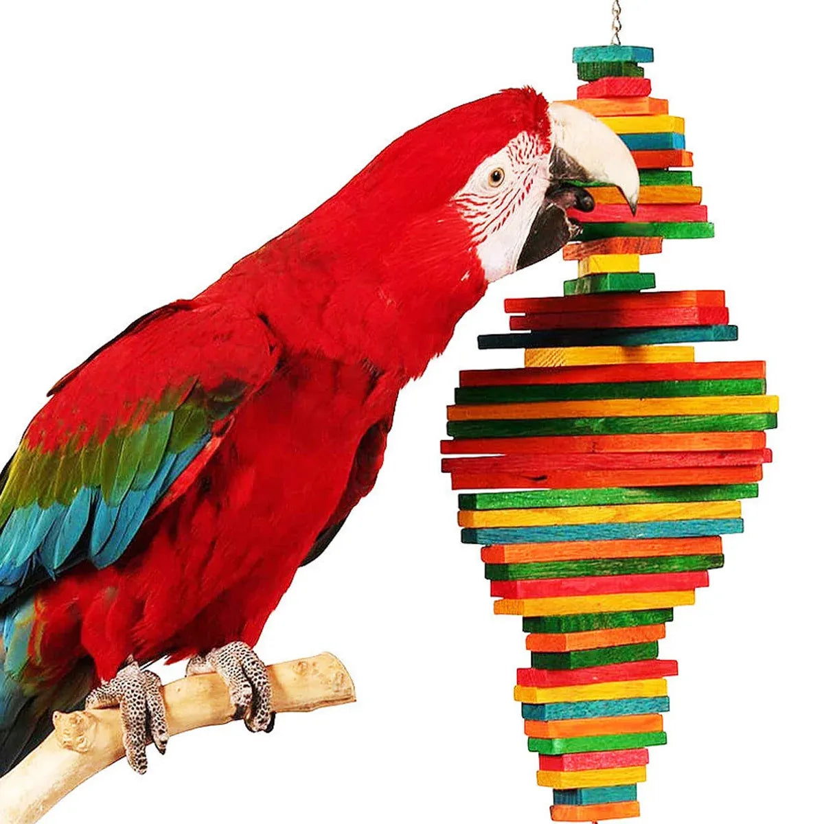 Baby Beaks Rainbow Chew Tower ๐๐ฃ | Multi-Layer Wooden Parrot Shredding Toy