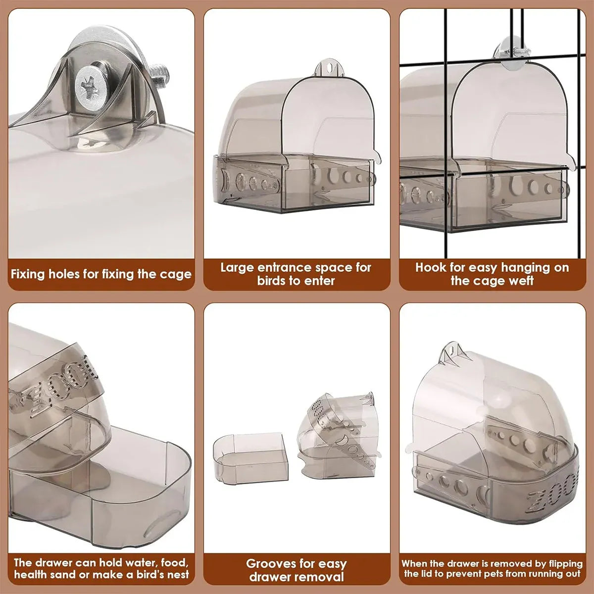 Baby Beaks Splashy Birdie Bath ๐๐ | Clear Clip-On Bird Cage Bath House