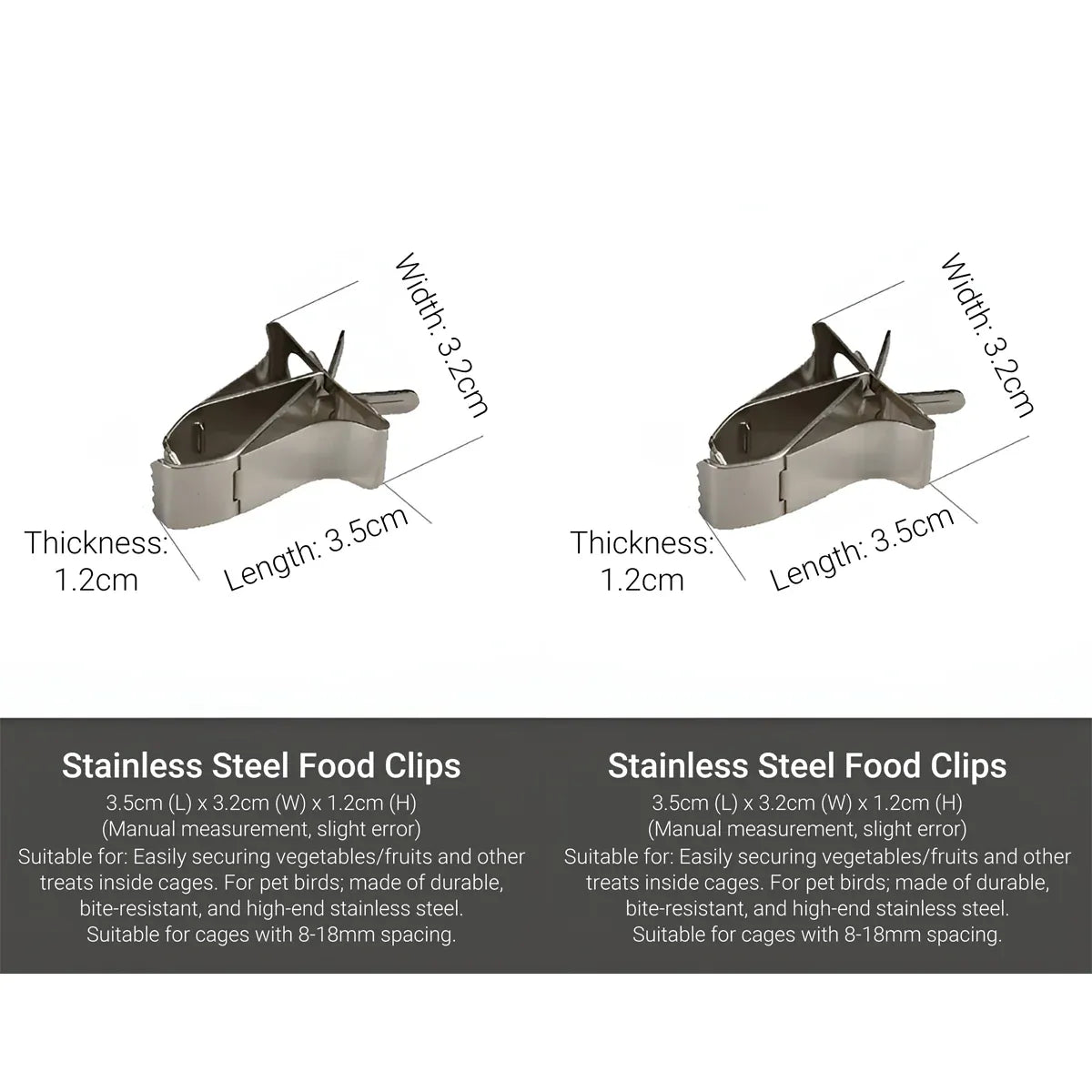 Birdie Fruit & Veggie Feeding Clips β Stainless Steel Cage Holders (6 Pack) π£π