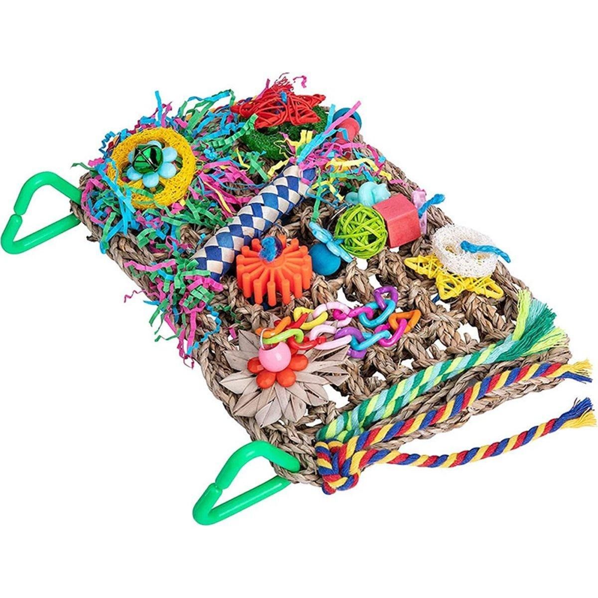Colourful Bird Climbing Net & Chew Toy – Woven Grass Parrot Enrichment 🦜🌈