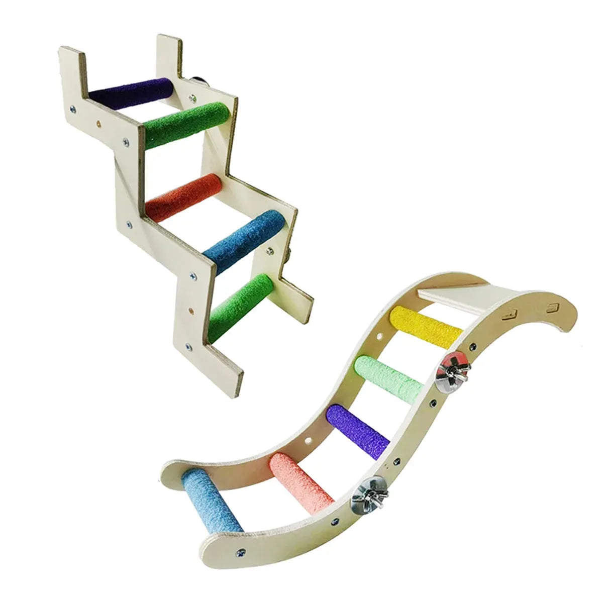 Rainbow Birdie Wooden Climbing Ladder – Hanging Adventure Playground 🐣💕