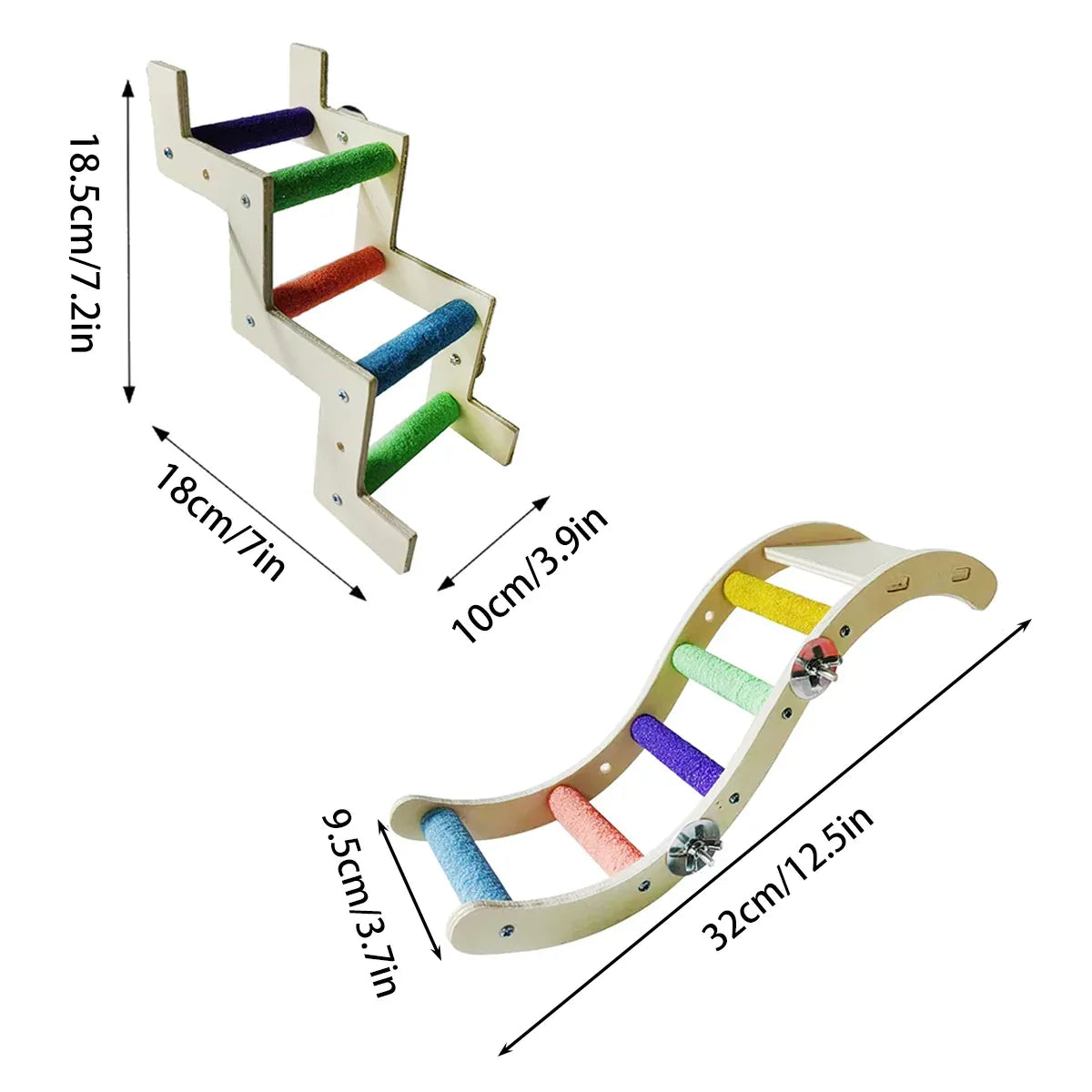 Rainbow Birdie Wooden Climbing Ladder – Hanging Adventure Playground 🐣💕