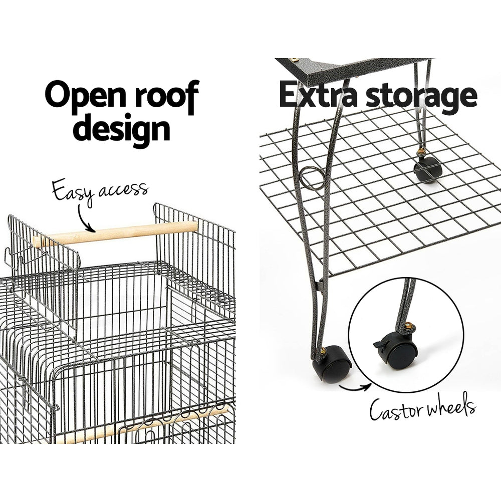 Baby Beaks Feathered Haven 🦜💕 | i.Pet 145cm Bird Cage with Open Top & Stainless Steel Feeders