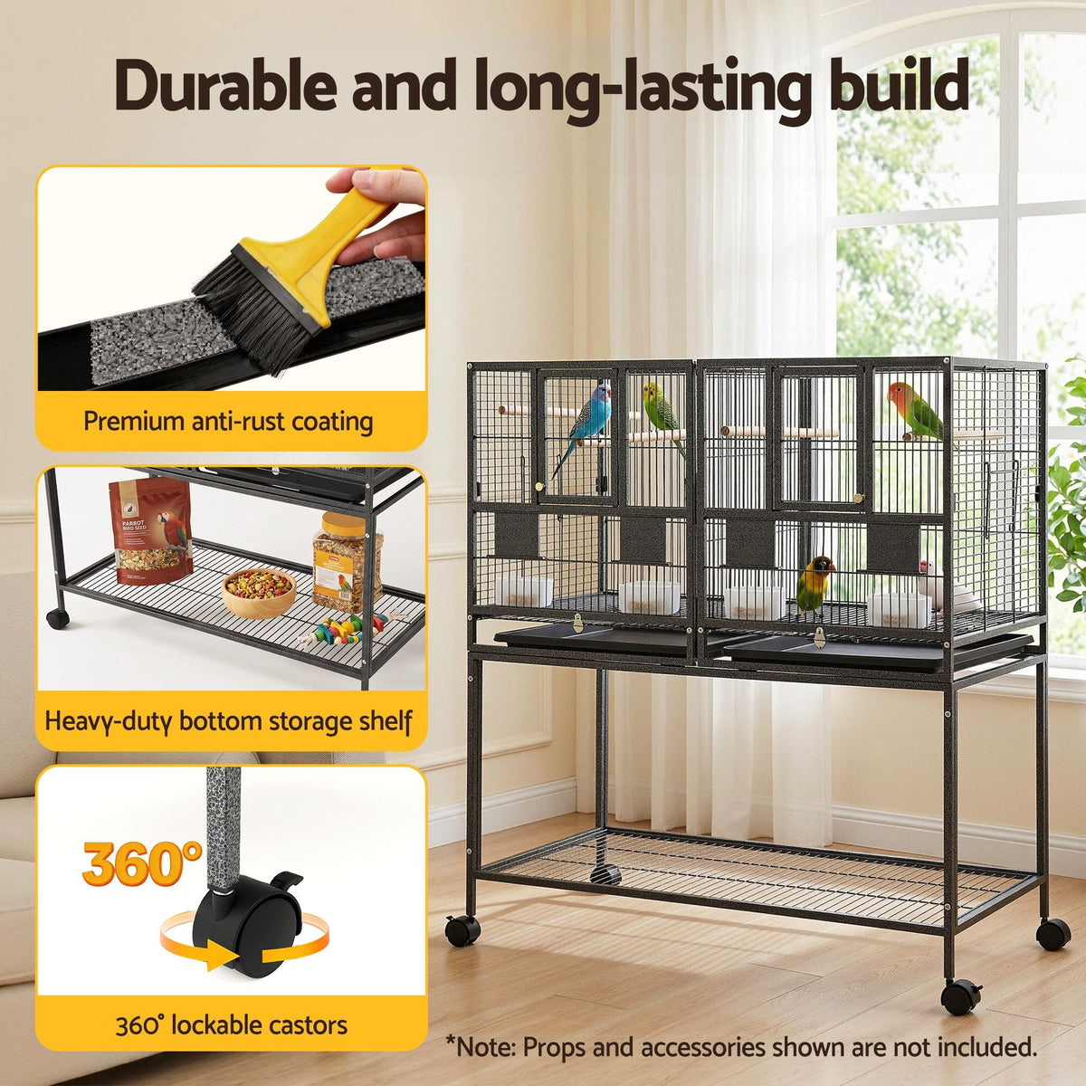i.Pet 106cm 2-in-1 Bird Cage & Aviary with Removable Divider – Double Flight Cage 🦜🌈