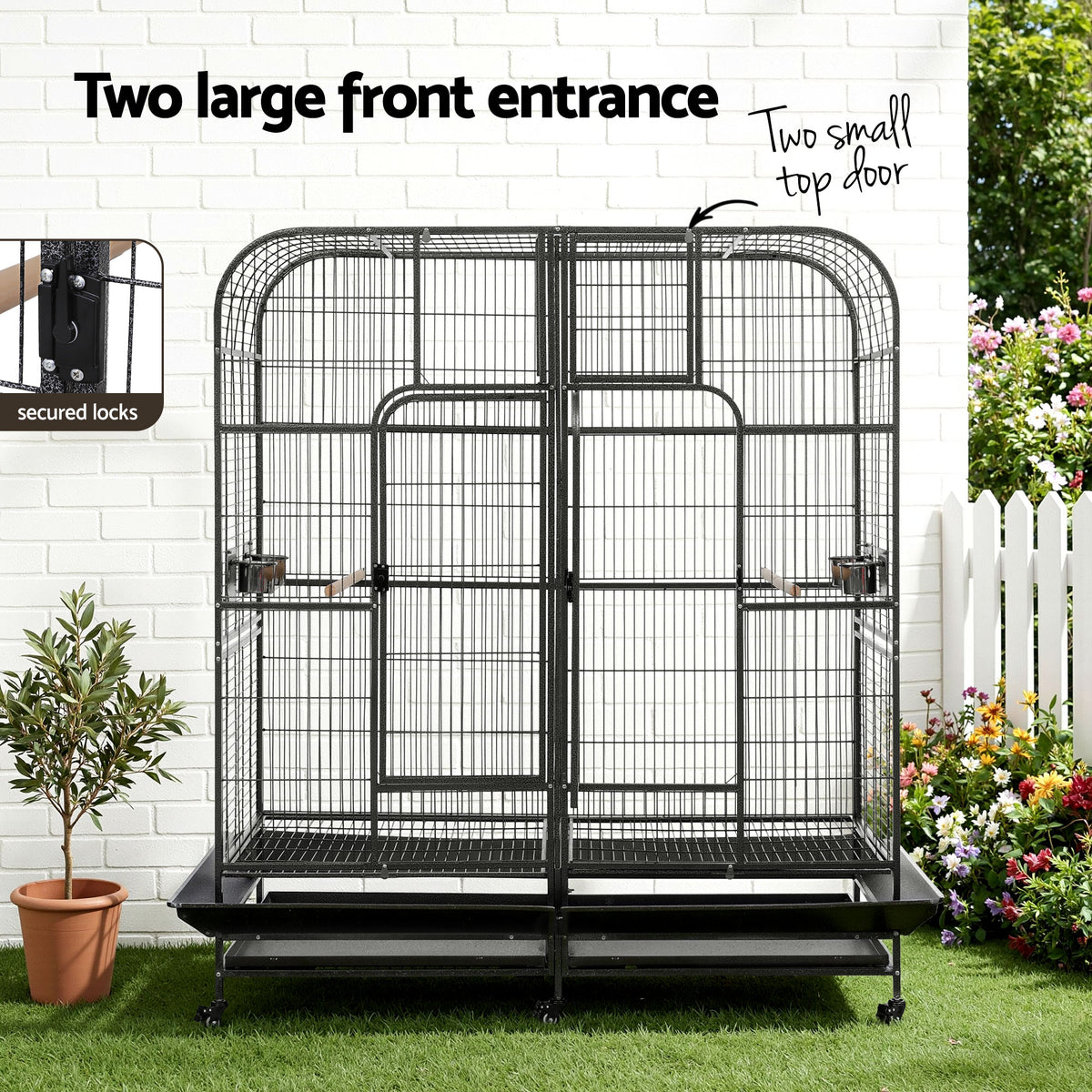 i.Pet 185cm Extra Large Bird Cage & Aviary – Heavy-Duty Metal Parrot Cage with Wheels 🦜🌈