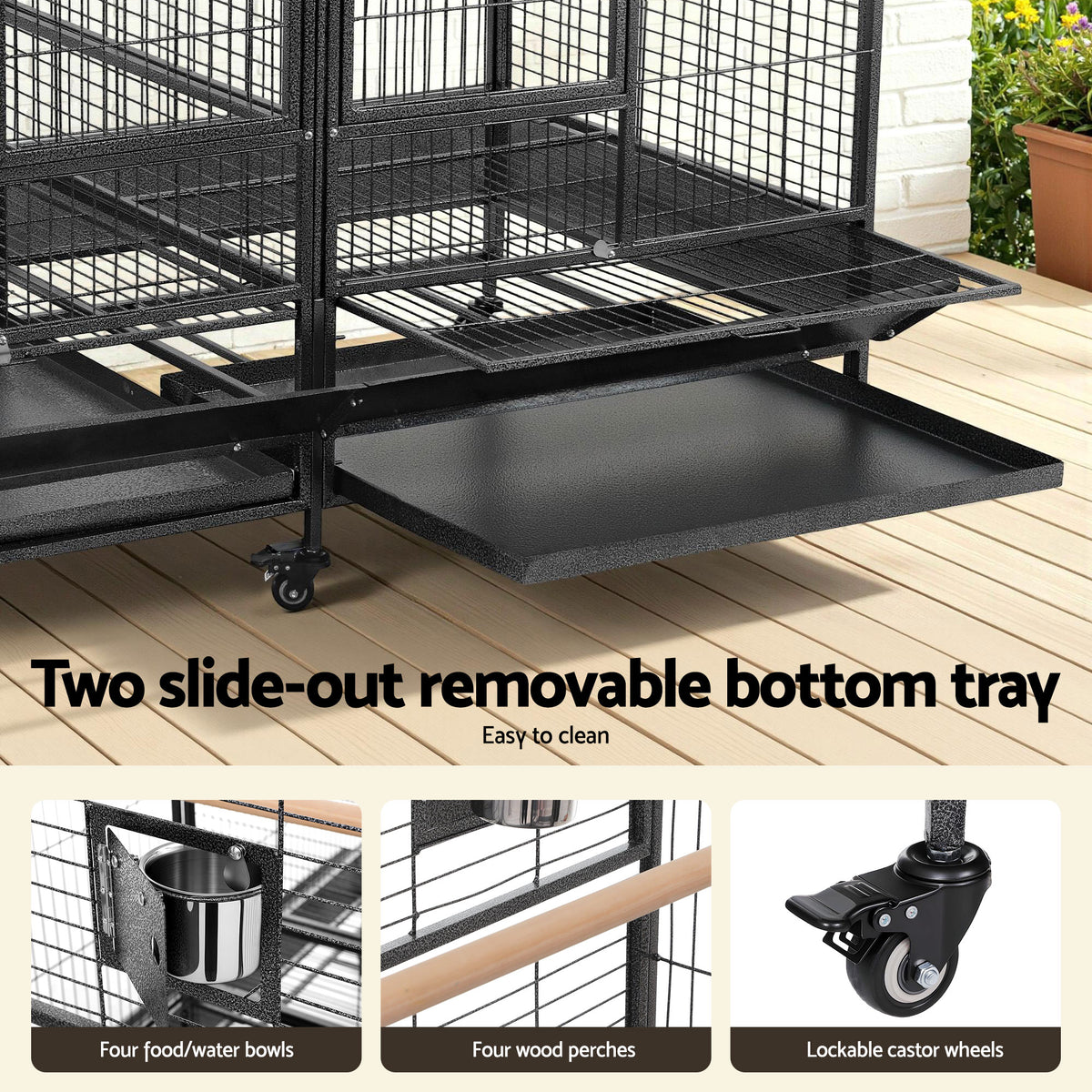 i.Pet 185cm Extra Large Bird Cage & Aviary – Heavy-Duty Metal Parrot Cage with Wheels 🦜🌈