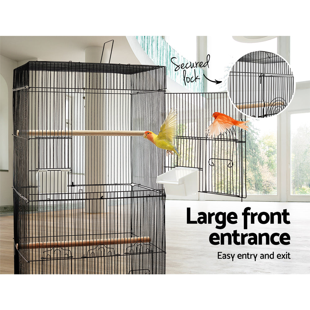 Baby Beaks Cosy Feathered Haven 🏡💕 | i.Pet 88cm Black Bird Cage with Perches