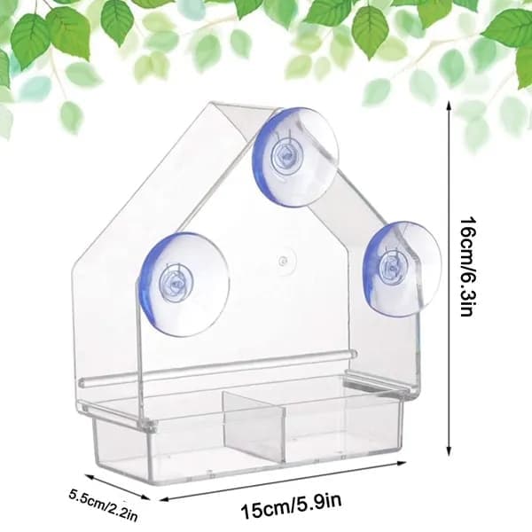 Clear Window Bird Feeder – Double Feeding Tray with Suction Cups 🐦🌿