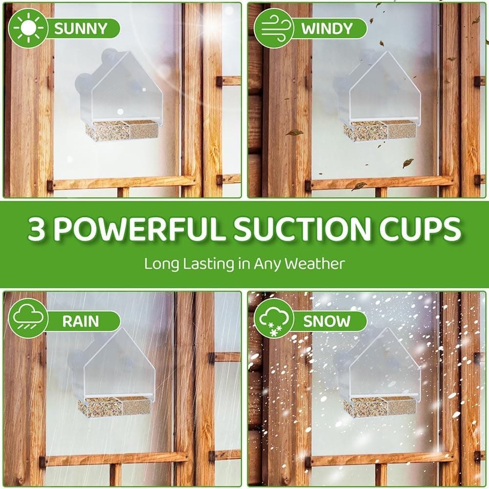 Clear Window Bird Feeder – Double Feeding Tray with Suction Cups 🐦🌿
