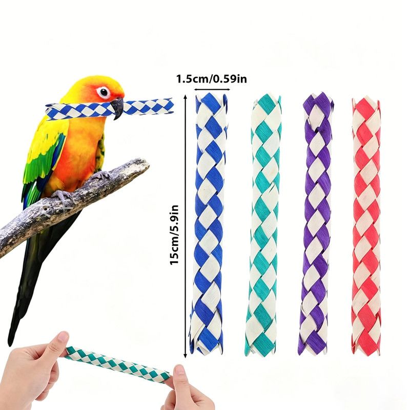 🩷 Rainbow Woven Paper Bird Toy – Purple & White 🦜🌈 (10pc)
