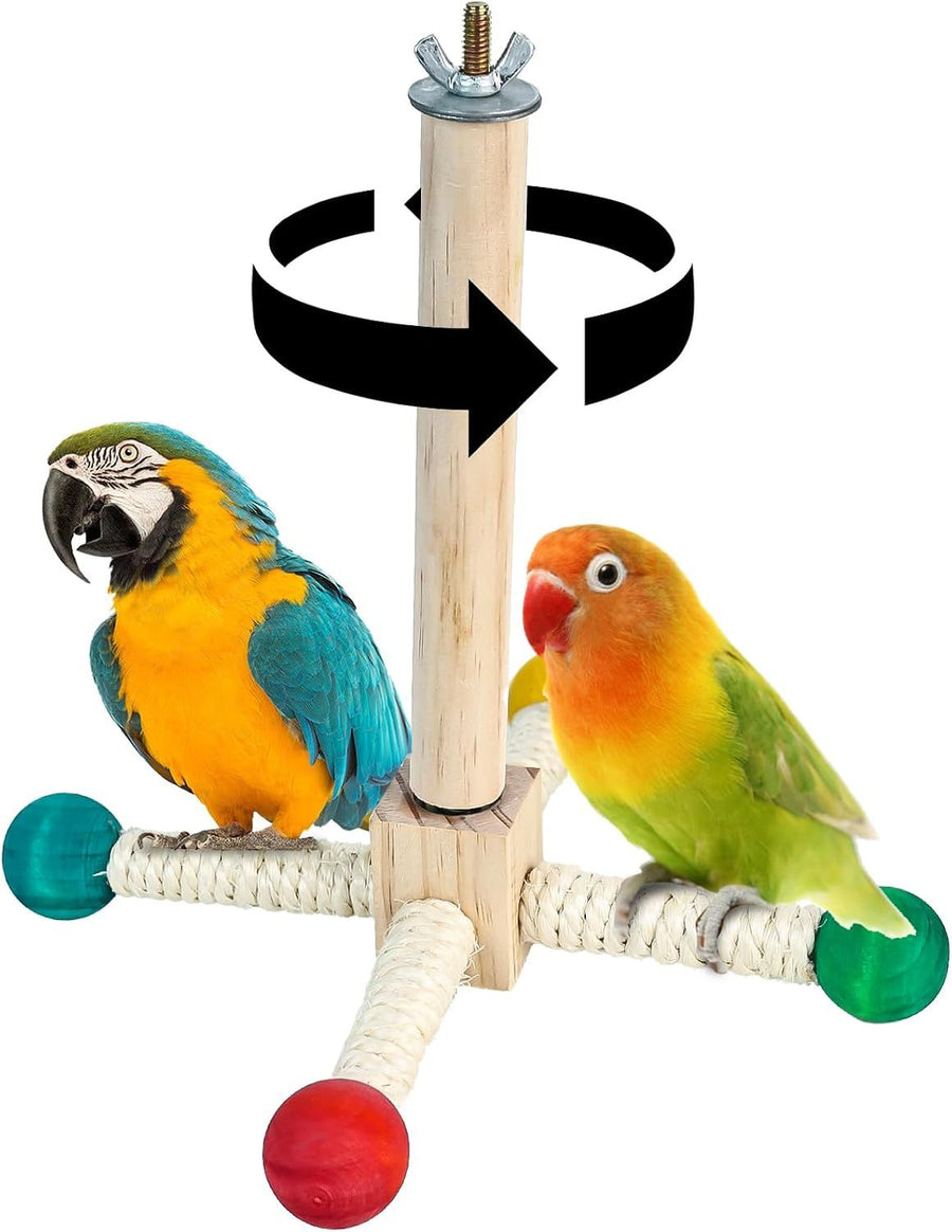 Baby Beaks Twirly Whirly Perch 🐣🌈 | 360° Rotating Wooden Bird Playground