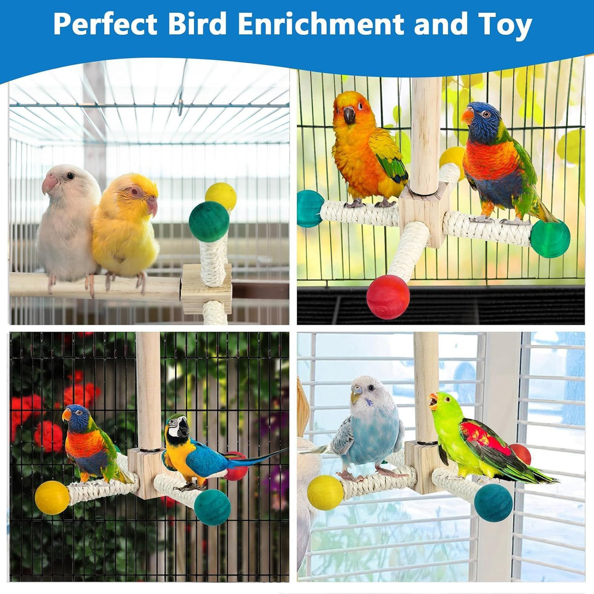 Baby Beaks Twirly Whirly Perch 🐣🌈 | 360° Rotating Wooden Bird Playground