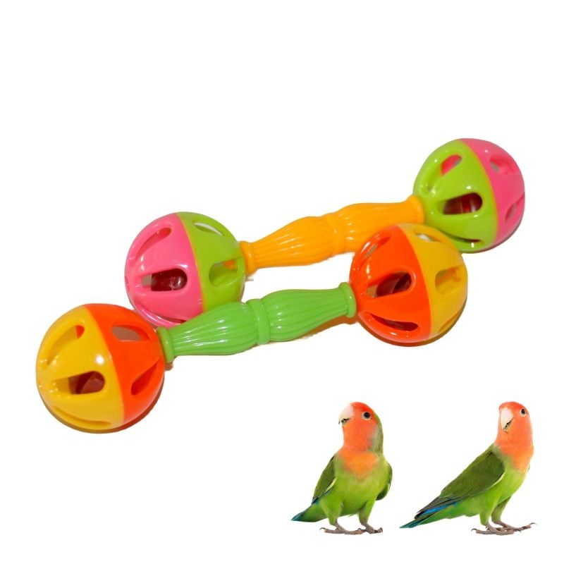 2-Pack Colourful Bird Dumbbell Rattle Toys – Interactive Parrot Training & Enrichment 🦜🌈