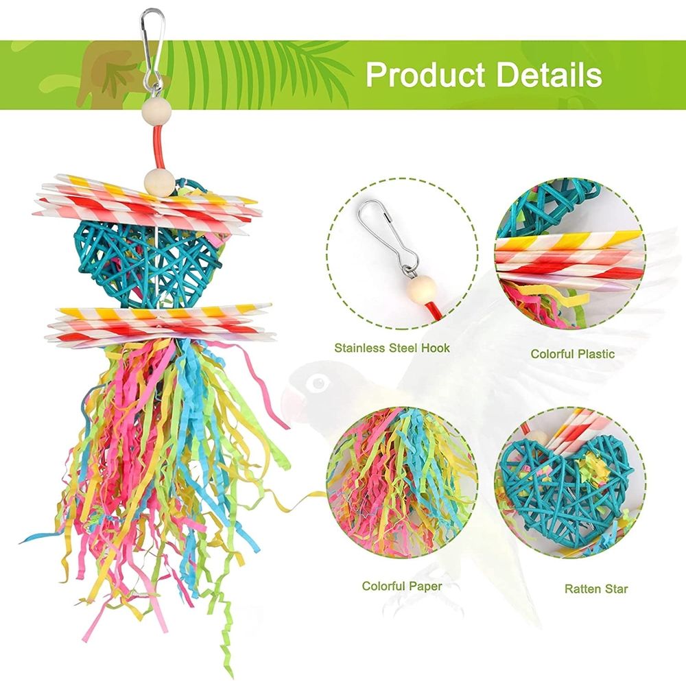 Baby Beaks Shred & Sparkle Party 🌈🐣 | 4-Piece Bird Chew & Foraging Toy Set