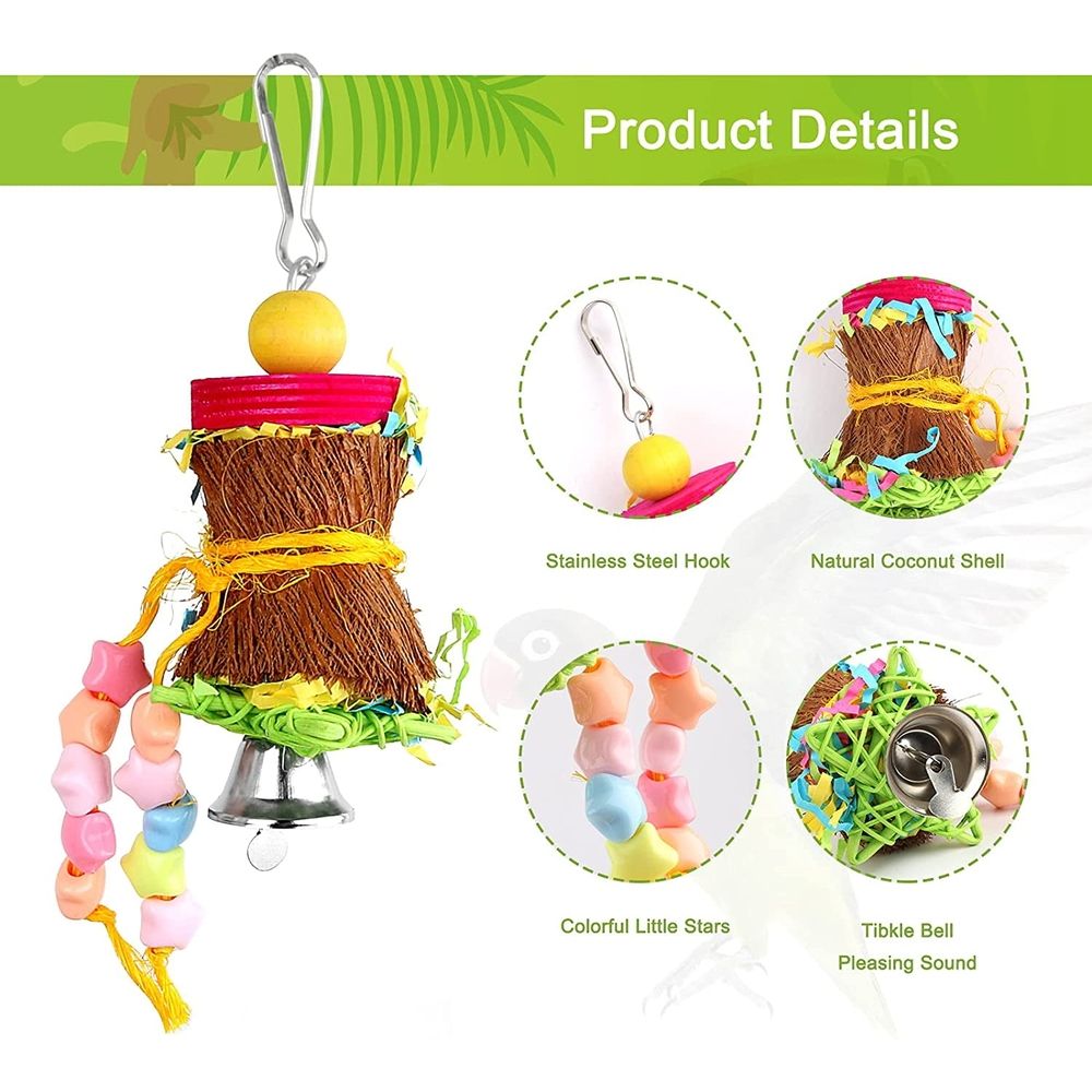 Baby Beaks Shred & Sparkle Party 🌈🐣 | 4-Piece Bird Chew & Foraging Toy Set