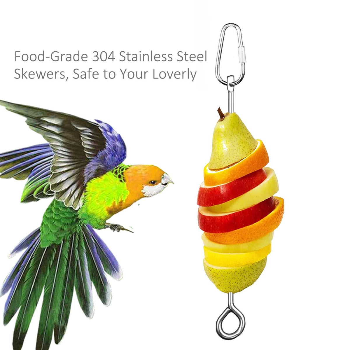 Baby Beaks Fruity Feast Skewer 🍓🌈 | Stainless Steel Bird Fruit & Veggie Holder