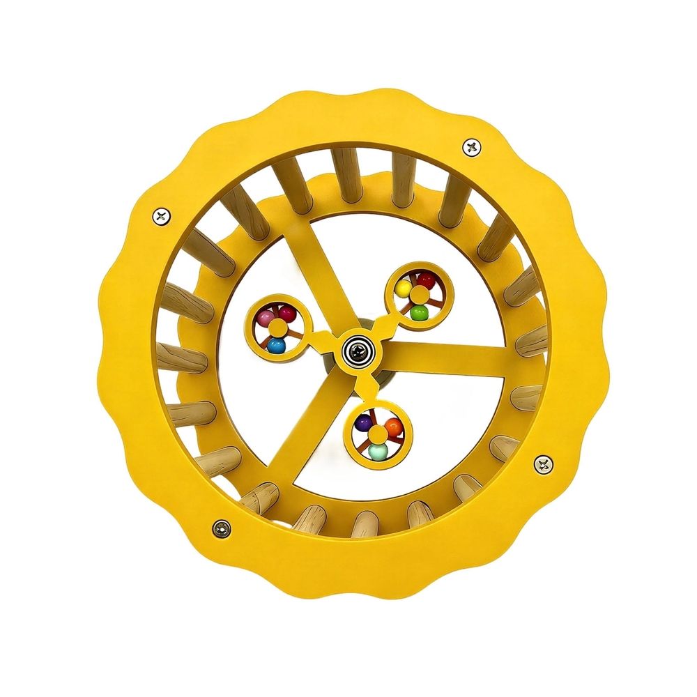 Bird Stand Interactive Wooden Exercise Wheel, Parrot Intelligence Puzzle Enrichment Playground, Snuffle Toy for Small Dogs and Chew for Keeping Busy