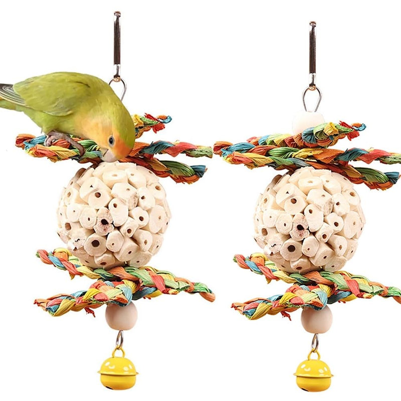Bird Toys, Parakeet Toys Hanging Natural Soft  Ball for Cockatiel Love Birds, 2 Pcs