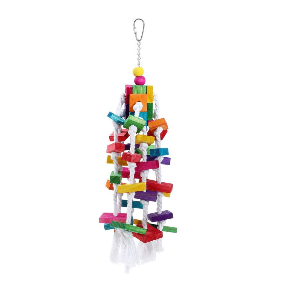 3-Piece Colourful Wooden Bird Swing & Chew Toy Set – Parrot Hanging Enrichment 🦜🌈