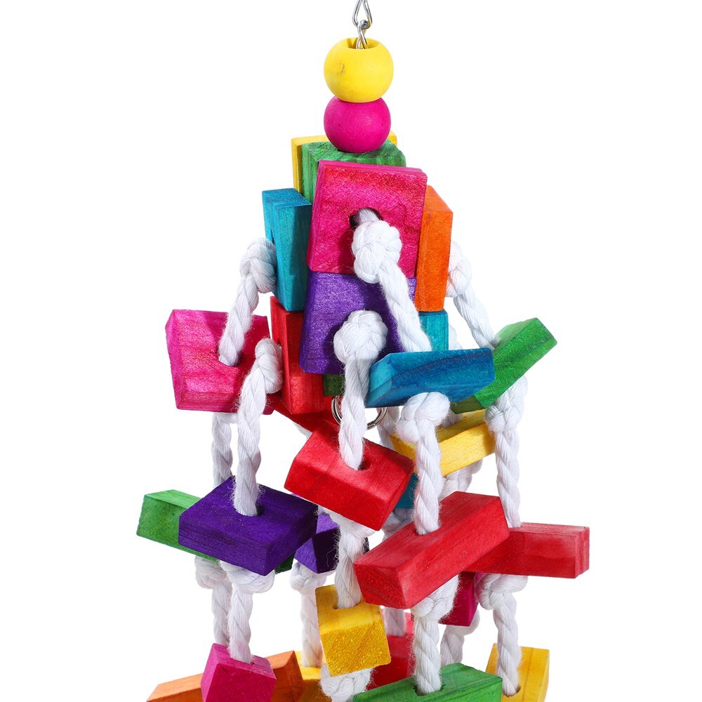 3-Piece Colourful Wooden Bird Swing & Chew Toy Set – Parrot Hanging Enrichment 🦜🌈