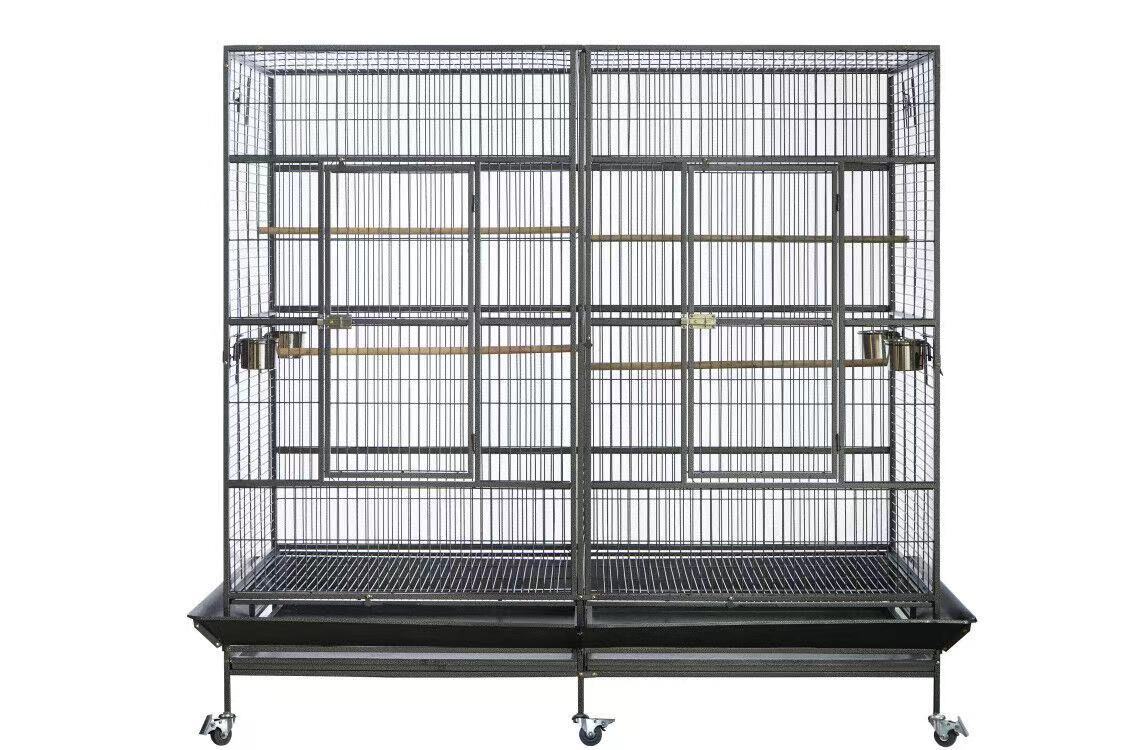 🐣 XXXL 195cm Double Bird Cage & Aviary – With Divider & Wheels 🦜🌈