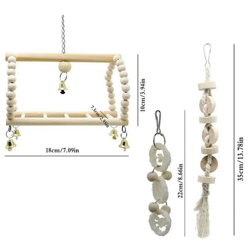 17-Piece Bird Toy & Enrichment Set – Colourful Swings, Chew Toys & Hanging Accessories 🦜🌈