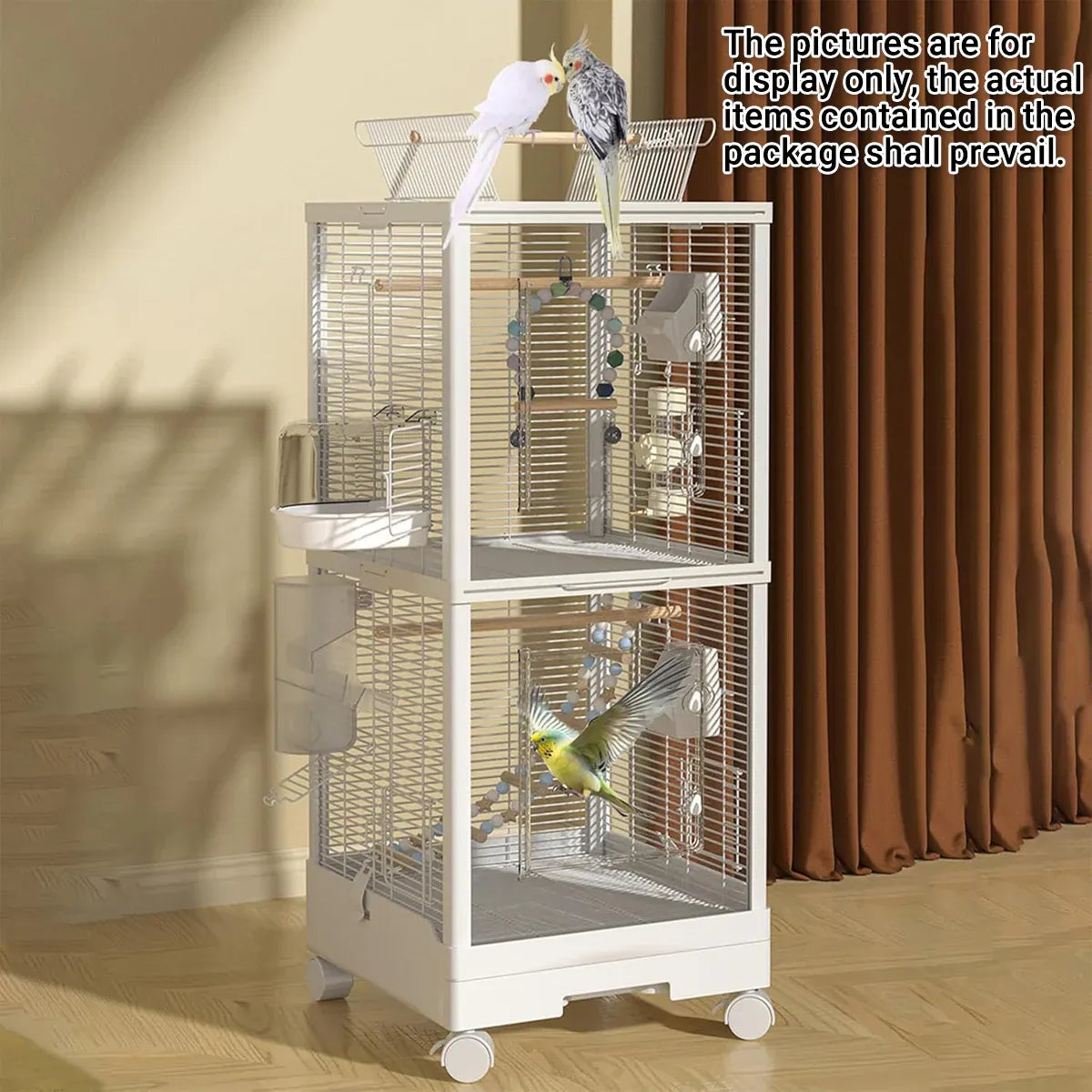 Luxury Double-Layer Bird Cage with Clear Acrylic Doors & Wheels 🦜💕