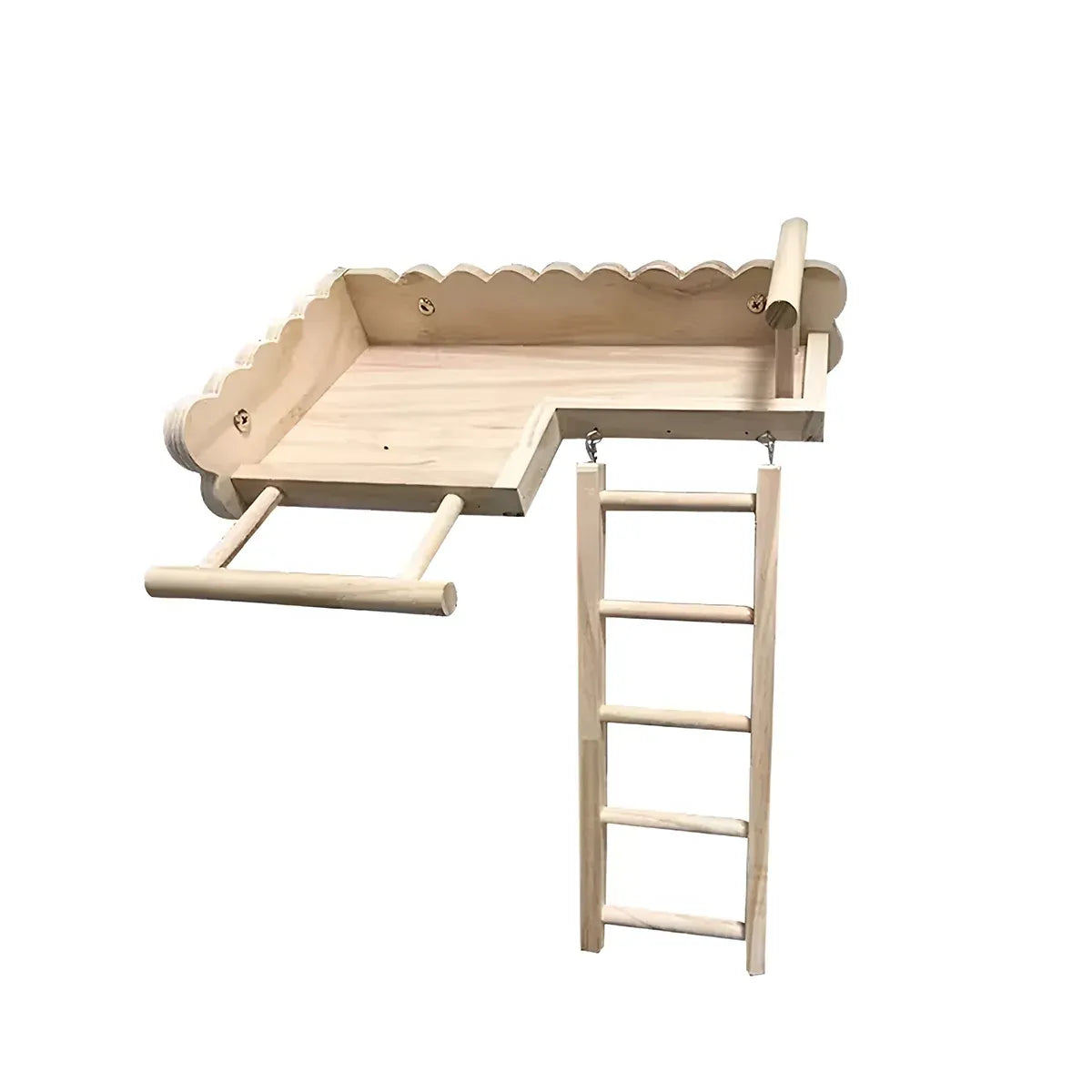 Birdie Wooden Climbing Ladder & Resting Platform – Natural Bird Playground 🐣💕