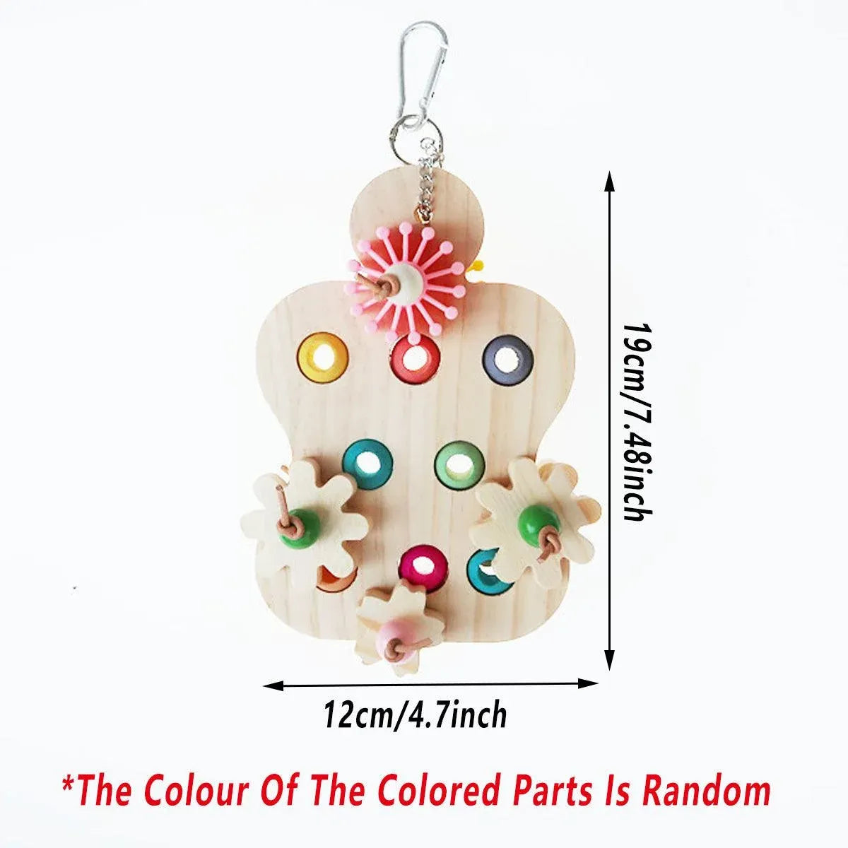 Colourful Wooden Parrot Chew Toy – Interactive Hanging Bird Enrichment Puzzle 🦜🌈