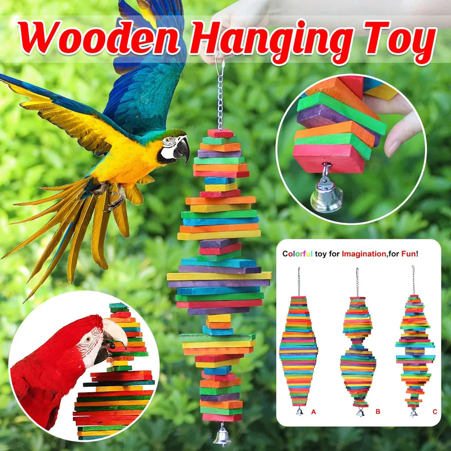 Baby Beaks Rainbow Chew Tower 🌈🐣 | Multi-Layer Wooden Parrot Shredding Toy