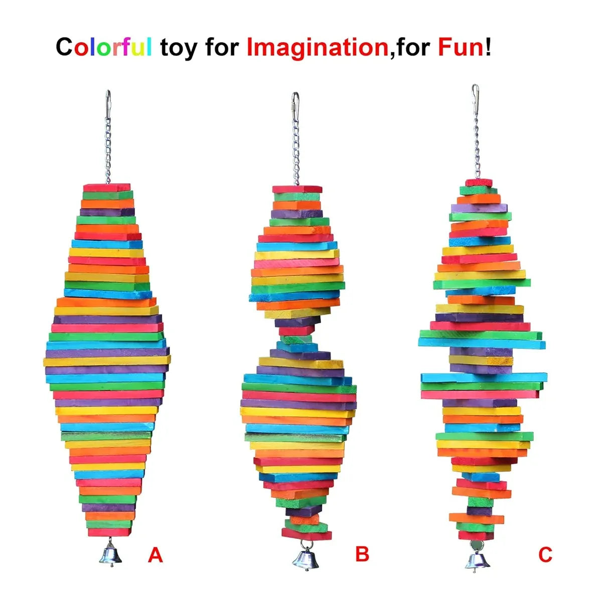 Baby Beaks Rainbow Chew Tower 🌈🐣 | Multi-Layer Wooden Parrot Shredding Toy