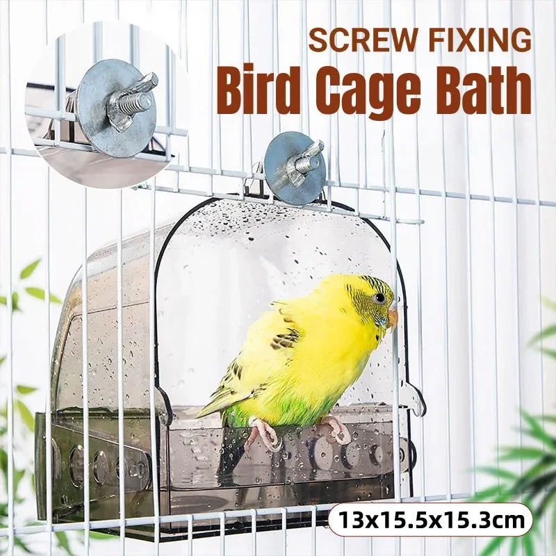 Baby Beaks Splashy Birdie Bath 🛁💕 | Clear Clip-On Bird Cage Bath House