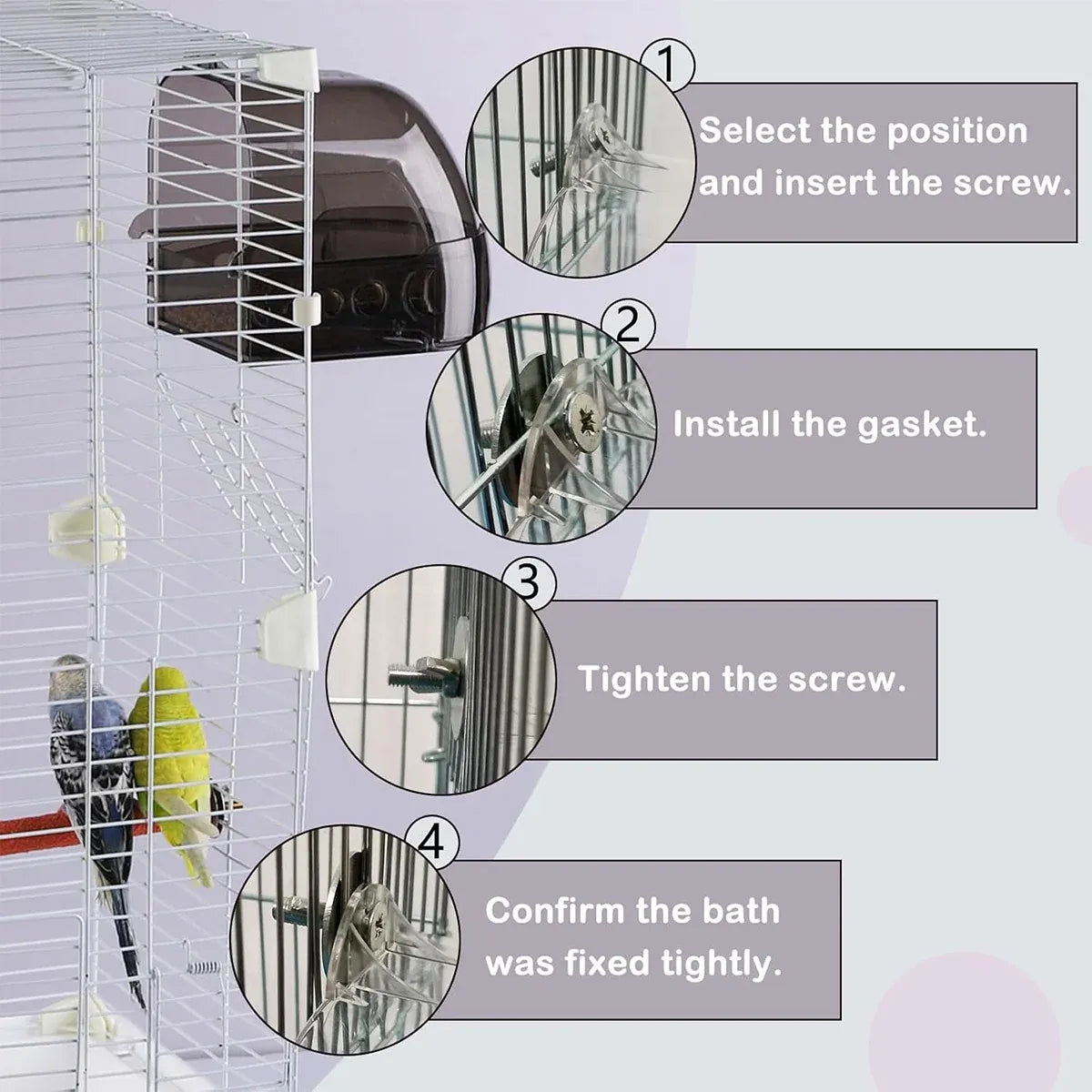 Baby Beaks Splashy Birdie Bath 🛁💕 | Clear Clip-On Bird Cage Bath House