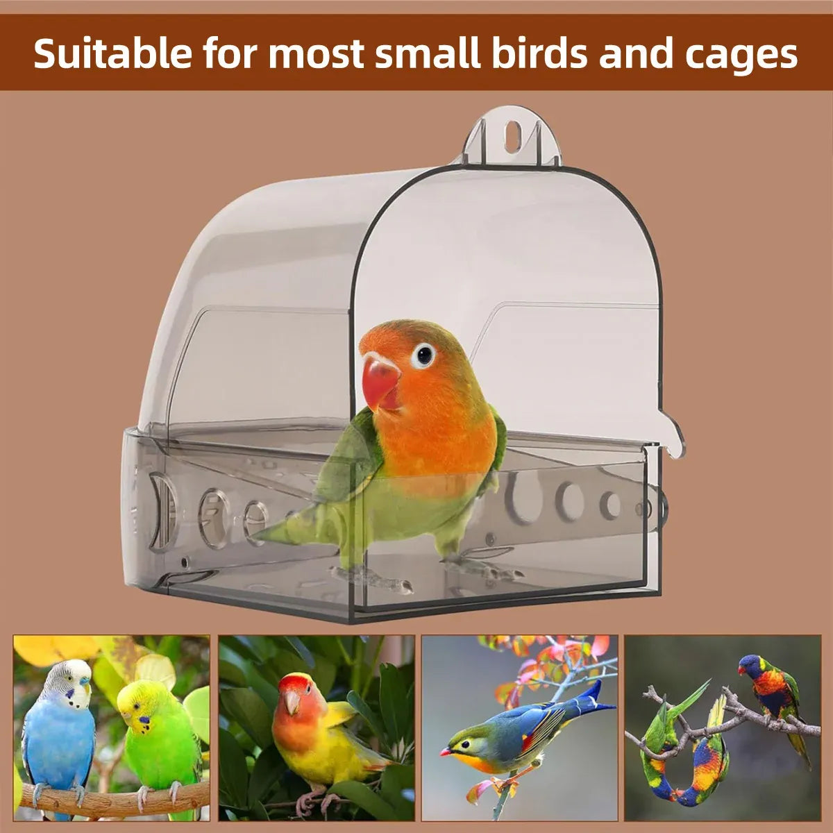 Baby Beaks Splashy Birdie Bath 🛁💕 | Clear Clip-On Bird Cage Bath House