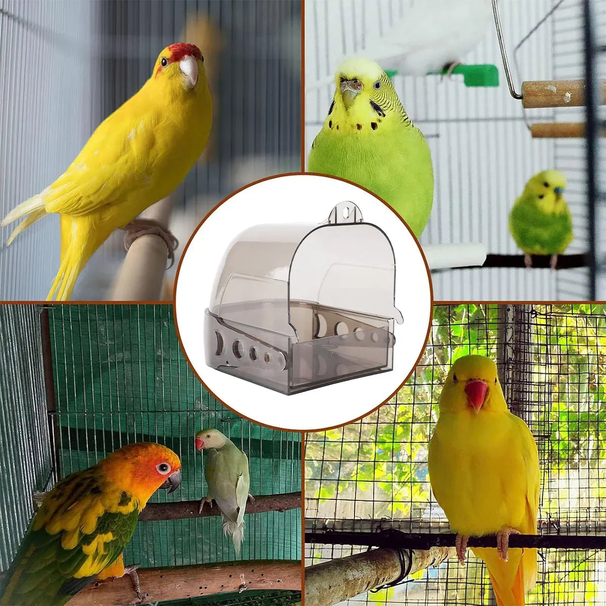 Baby Beaks Splashy Birdie Bath 🛁💕 | Clear Clip-On Bird Cage Bath House