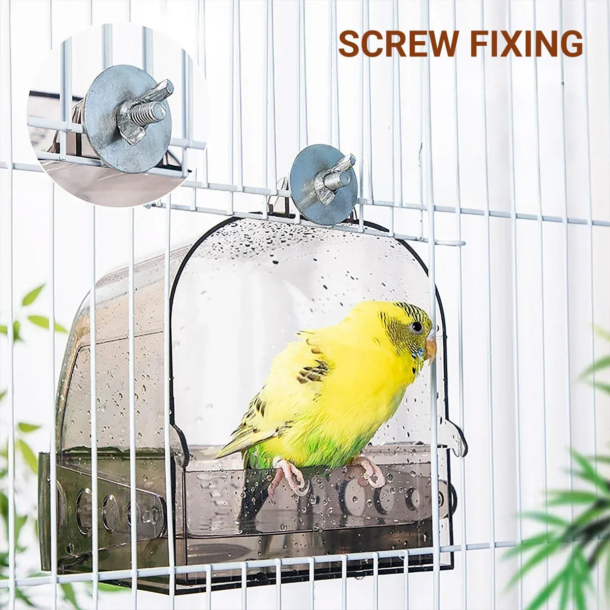 Baby Beaks Splashy Birdie Bath 🛁💕 | Clear Clip-On Bird Cage Bath House