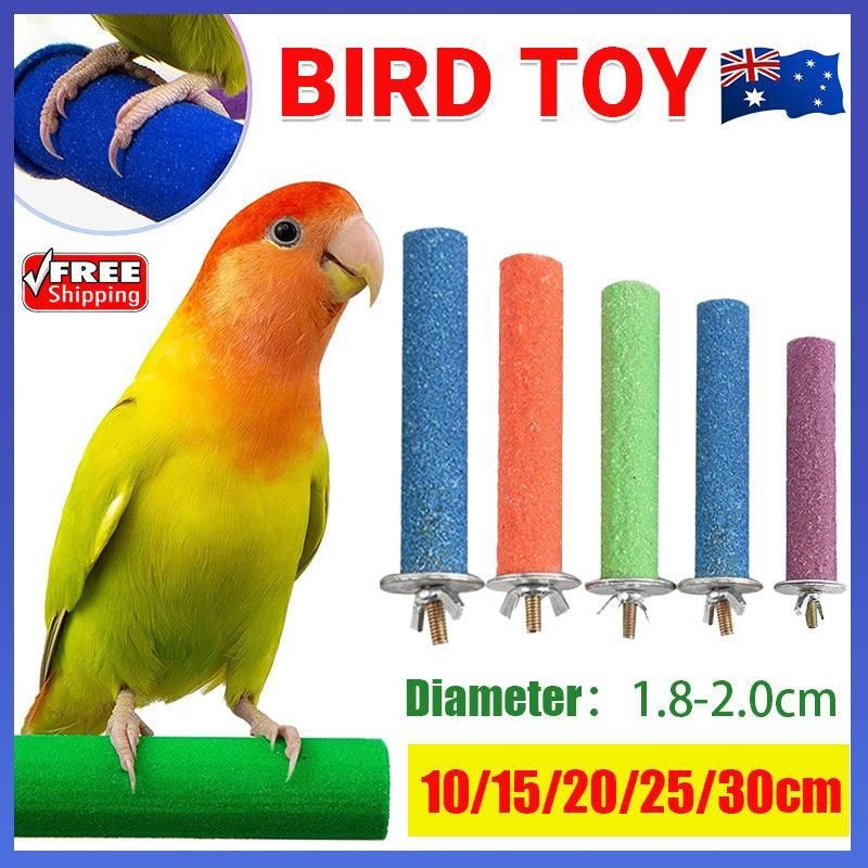 5 Sizes Colorful Pet Bird Cage Perches Stand Platform Chew Toy For Parrot Bites - 30CM