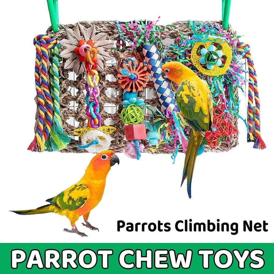 Colourful Bird Climbing Net & Chew Toy – Woven Grass Parrot Enrichment 🦜🌈