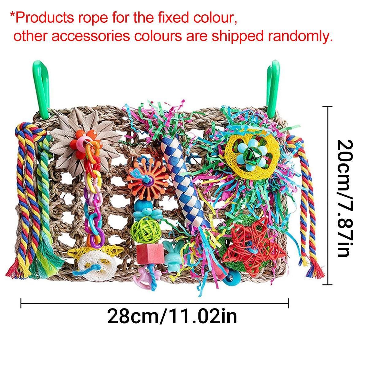 Colourful Bird Climbing Net & Chew Toy – Woven Grass Parrot Enrichment 🦜🌈