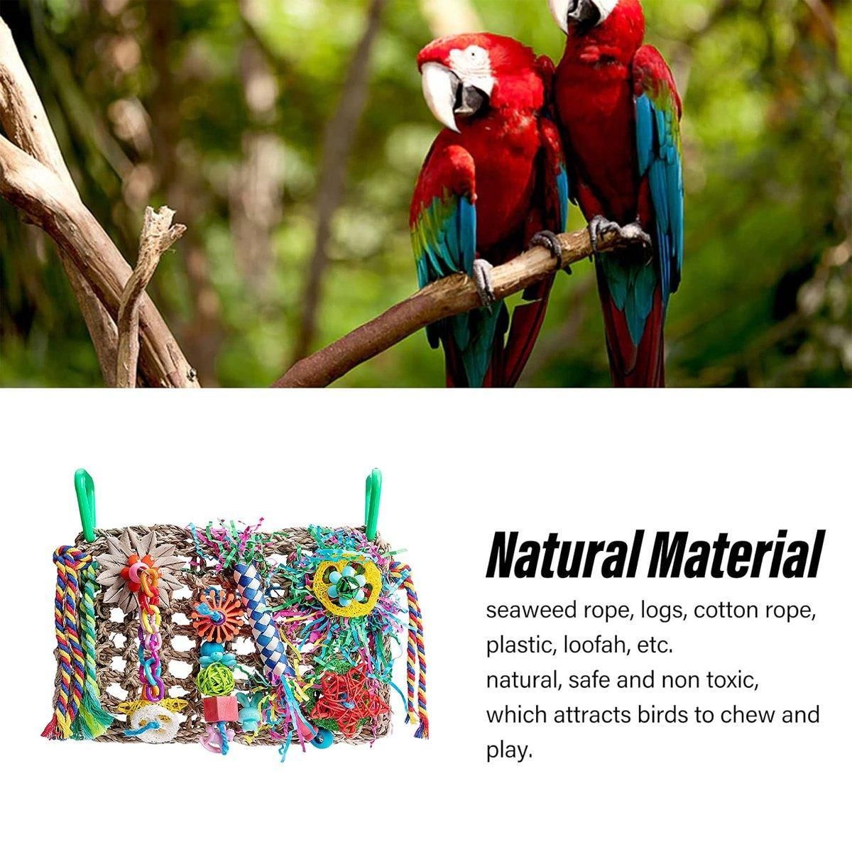 Colourful Bird Climbing Net & Chew Toy – Woven Grass Parrot Enrichment 🦜🌈