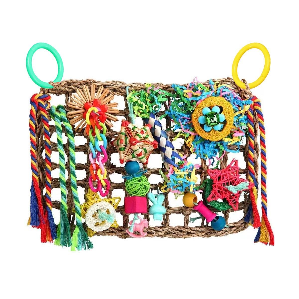 Rainbow Birdie Climbing Net – Colourful Hanging Enrichment Playground 🌈🐣💕
